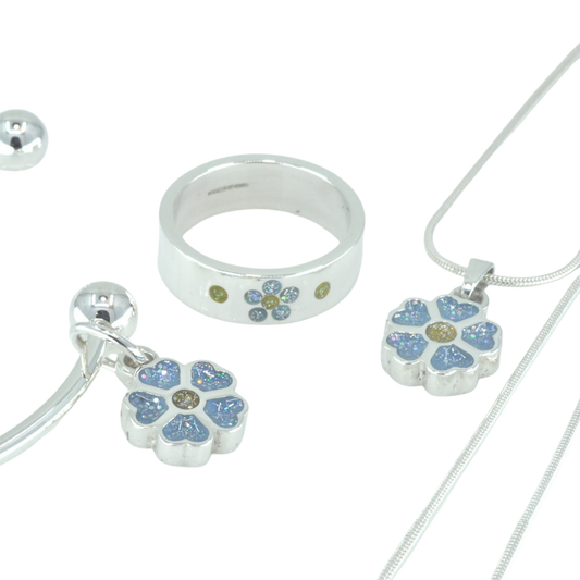 Silver Forget-Me-Not Flower Ring for Ashes