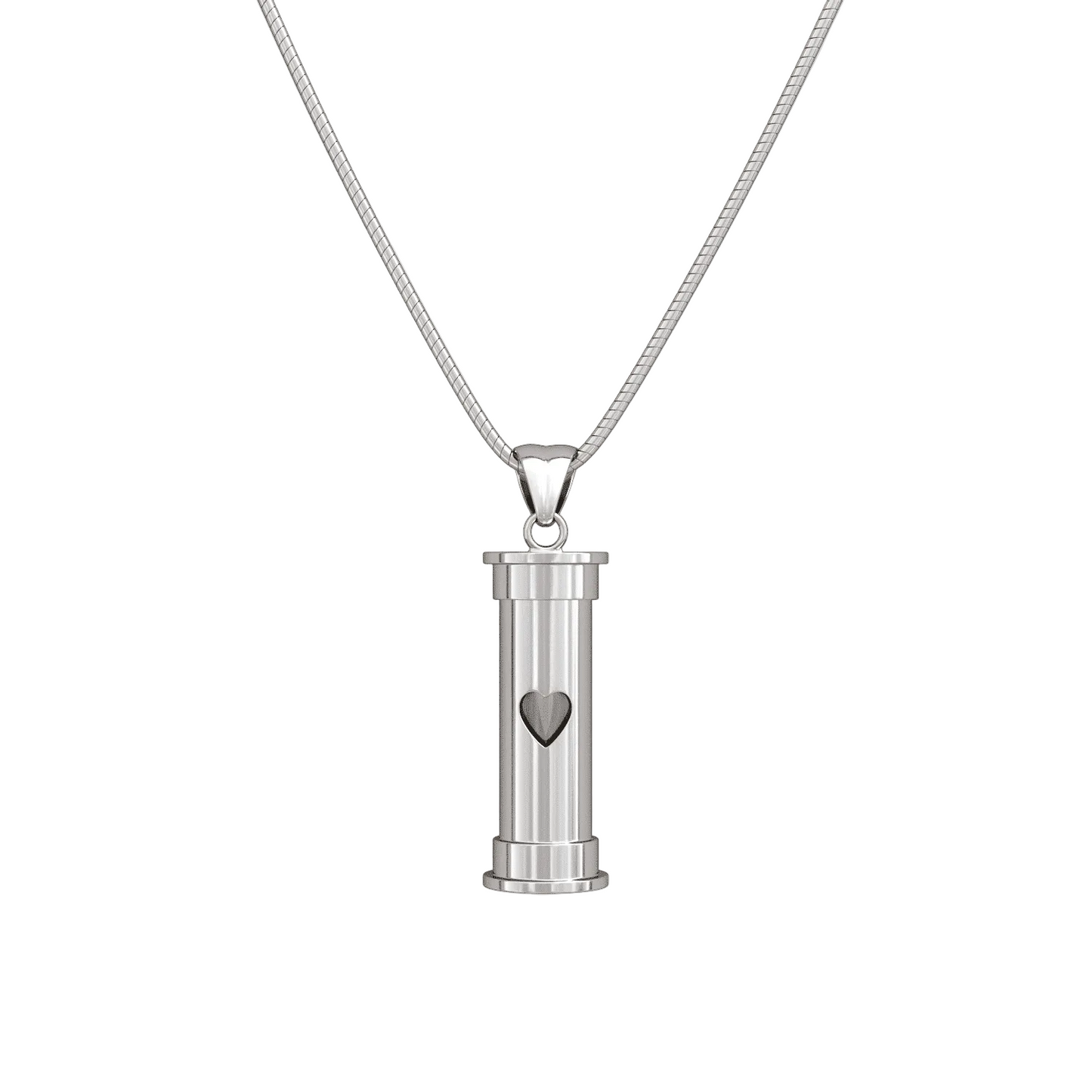 self fill urn necklace, ashes jewellery, ashes keepsakes, pets ashes, handmade in uk memorial jewellery, visible ashes, footprint, self fill urn pendant, trusted uk jewellery, premium quality, best self fill ashes jewellery, cylindrical urn, cylindrical ashes pendant, sterling silver, unique 