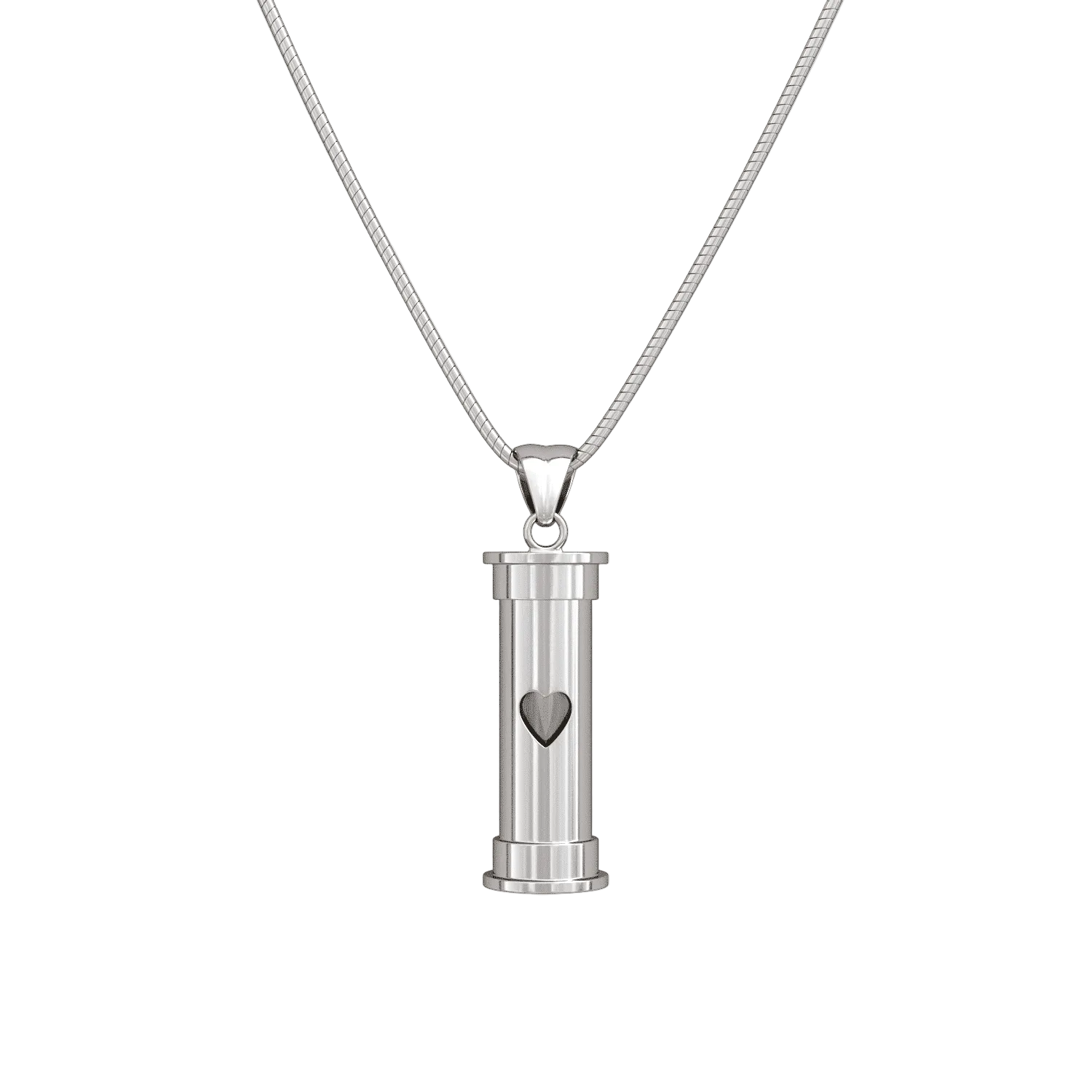 self fill urn necklace, ashes jewellery, ashes keepsakes, pets ashes, handmade in uk memorial jewellery, visible ashes, footprint, self fill urn pendant, trusted uk jewellery, premium quality, best self fill ashes jewellery, cylindrical urn, cylindrical ashes pendant, sterling silver, unique 