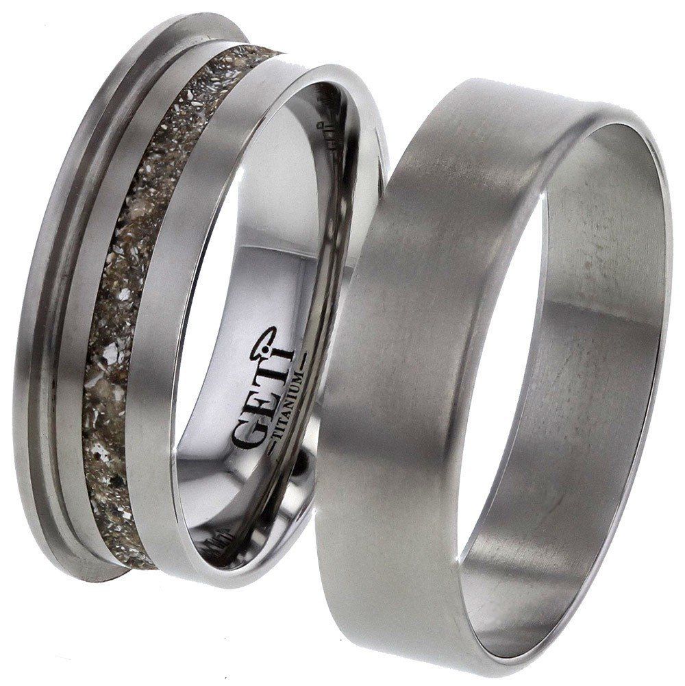 Cross section of modern flat shape ring showing where hidden ashes, hair or fur are held on a white background.