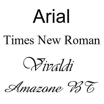 Four fonts pictured on white background