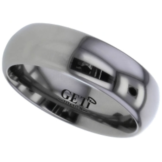 Silver polished ring on a white background