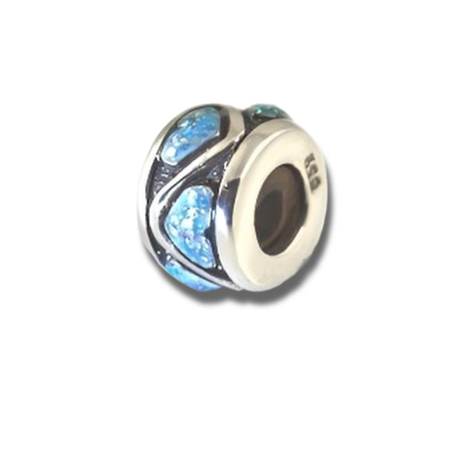 Silver Heart Inlaid Stopper Charm