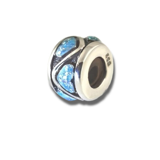 Silver Heart Inlaid Stopper Charm