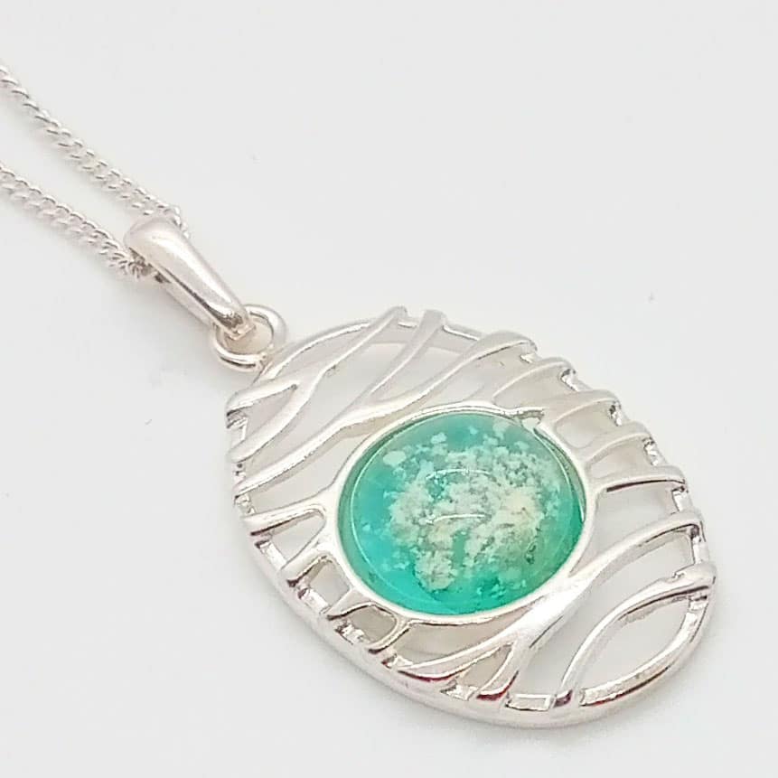 Ashes Glass Wave Memorial Pendant