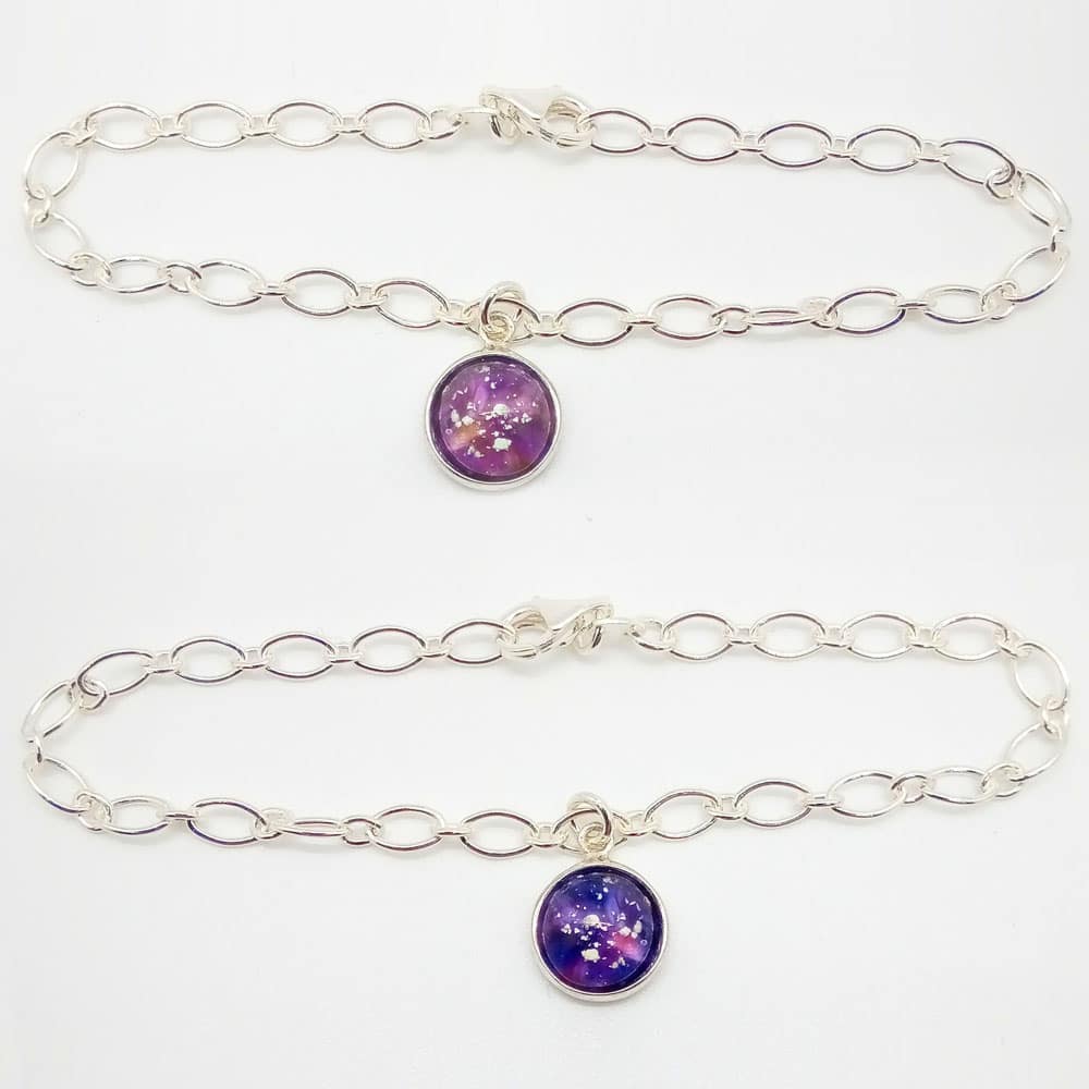 Sterling Silver Ashes Glass Charm Bracelet