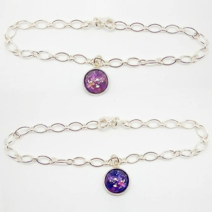 Sterling Silver Ashes Glass Charm Bracelet