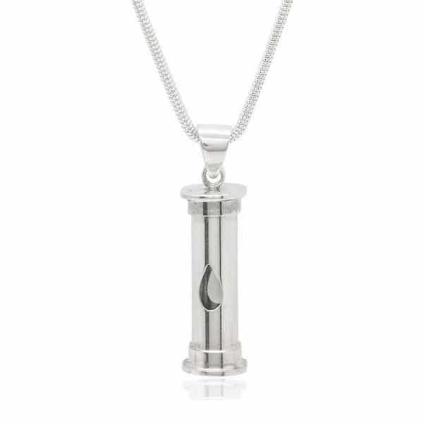 Droplet Memory Pendant Capsule, Sterling Silver, with Chain