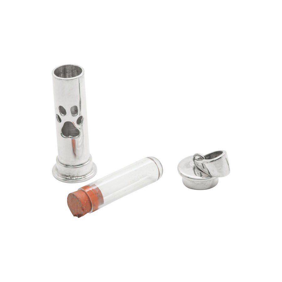 Paw Print Memory Pendant Capsule, Sterling Silver, with Chain