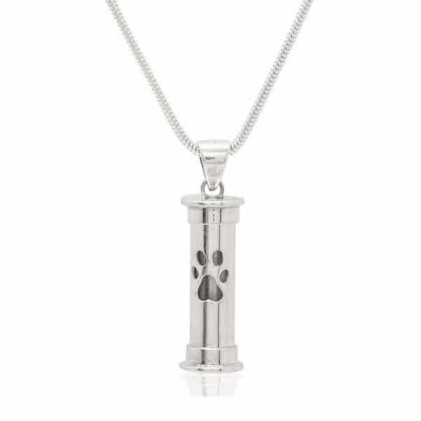 Paw Print Memory Pendant Capsule, Sterling Silver, with Chain