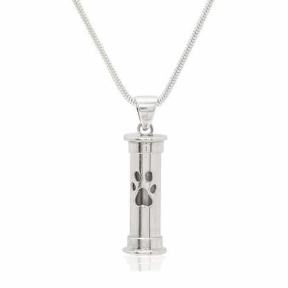 Paw Print Memory Pendant Capsule, Sterling Silver, with Chain