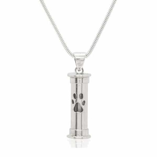 Paw Print Memory Pendant Capsule, Sterling Silver, with Chain