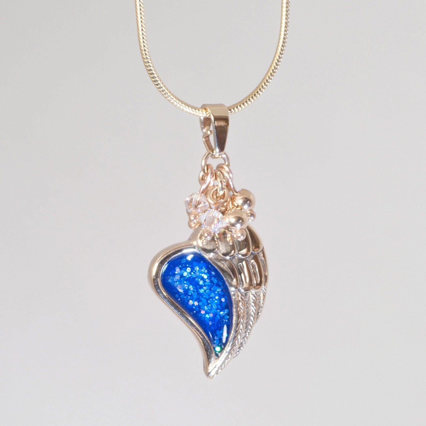 Crystallure Angel Wing Pendant, 45cm snake chain