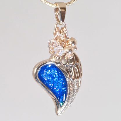 Crystallure Angel Wing Pendant, 45cm snake chain