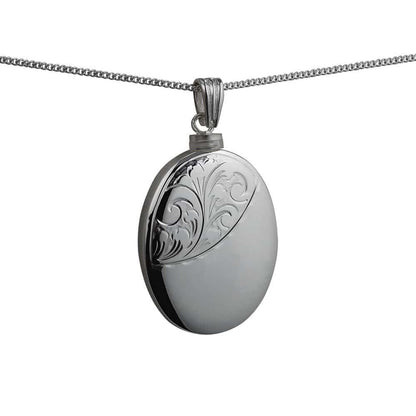 Silver Handmade Oval Hand Engraved Memorial Locket. 35x26mm