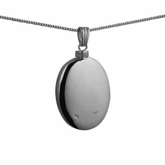 Silver Handmade Oval Hand Engraved Memorial Locket. 35x26mm