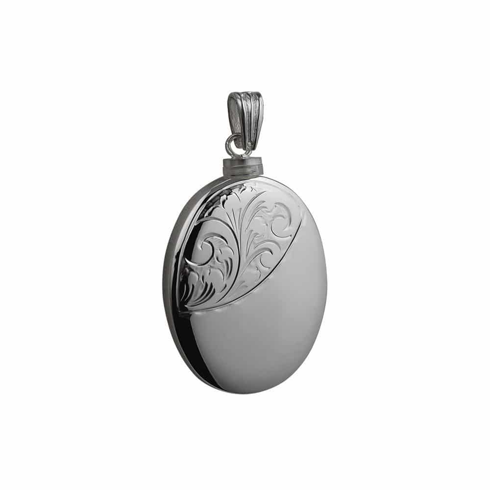 Silver Handmade Oval Hand Engraved Memorial Locket. 35x26mm