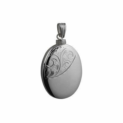 Silver Handmade Oval Hand Engraved Memorial Locket. 35x26mm