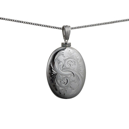 Silver Handmade Oval Full Hand Engraved Memorial Locket. 35x26mm