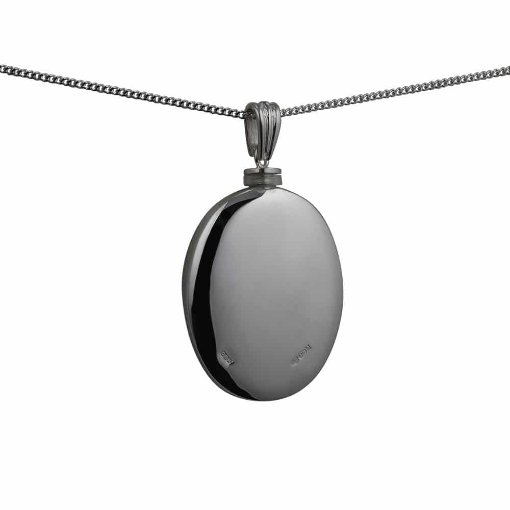 Silver Handmade Oval Full Hand Engraved Memorial Locket. 35x26mm