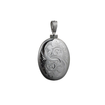 Silver Handmade Oval Full Hand Engraved Memorial Locket. 35x26mm