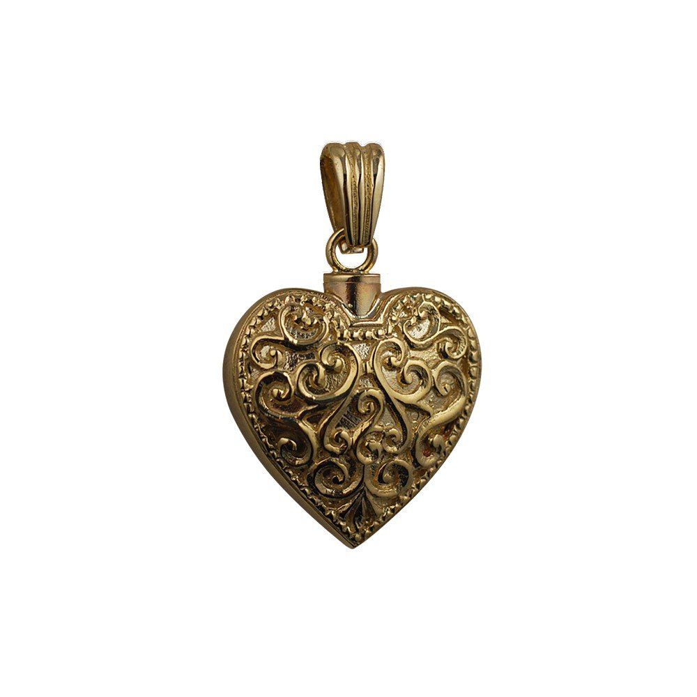 9ct Gold Handmade Embossed Heart Memorial Locket. 25x22mm