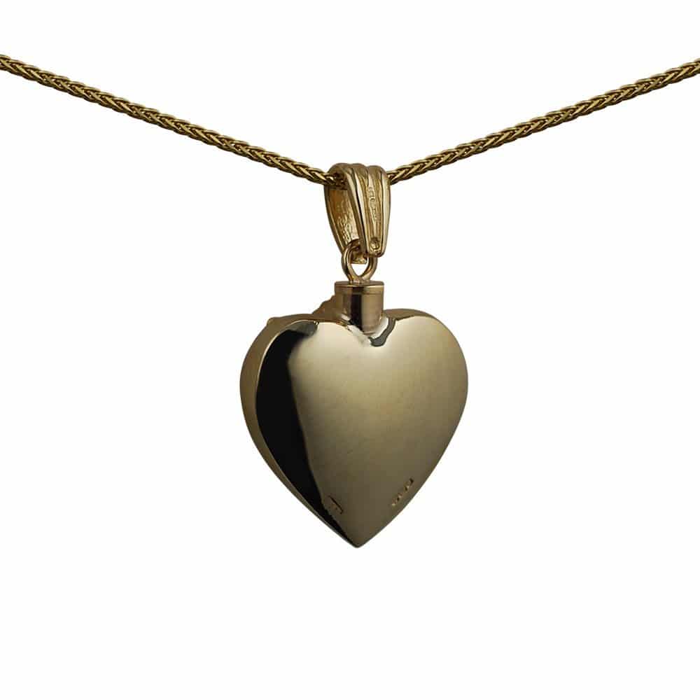 9ct Gold Handmade Embossed Angel Heart Memorial Locket. 25x22mm
