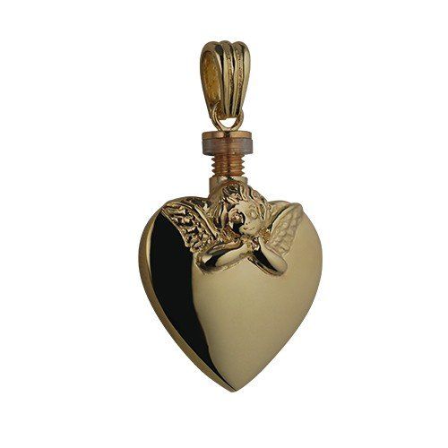 9ct Gold Handmade Embossed Angel Heart Memorial Locket. 25x22mm