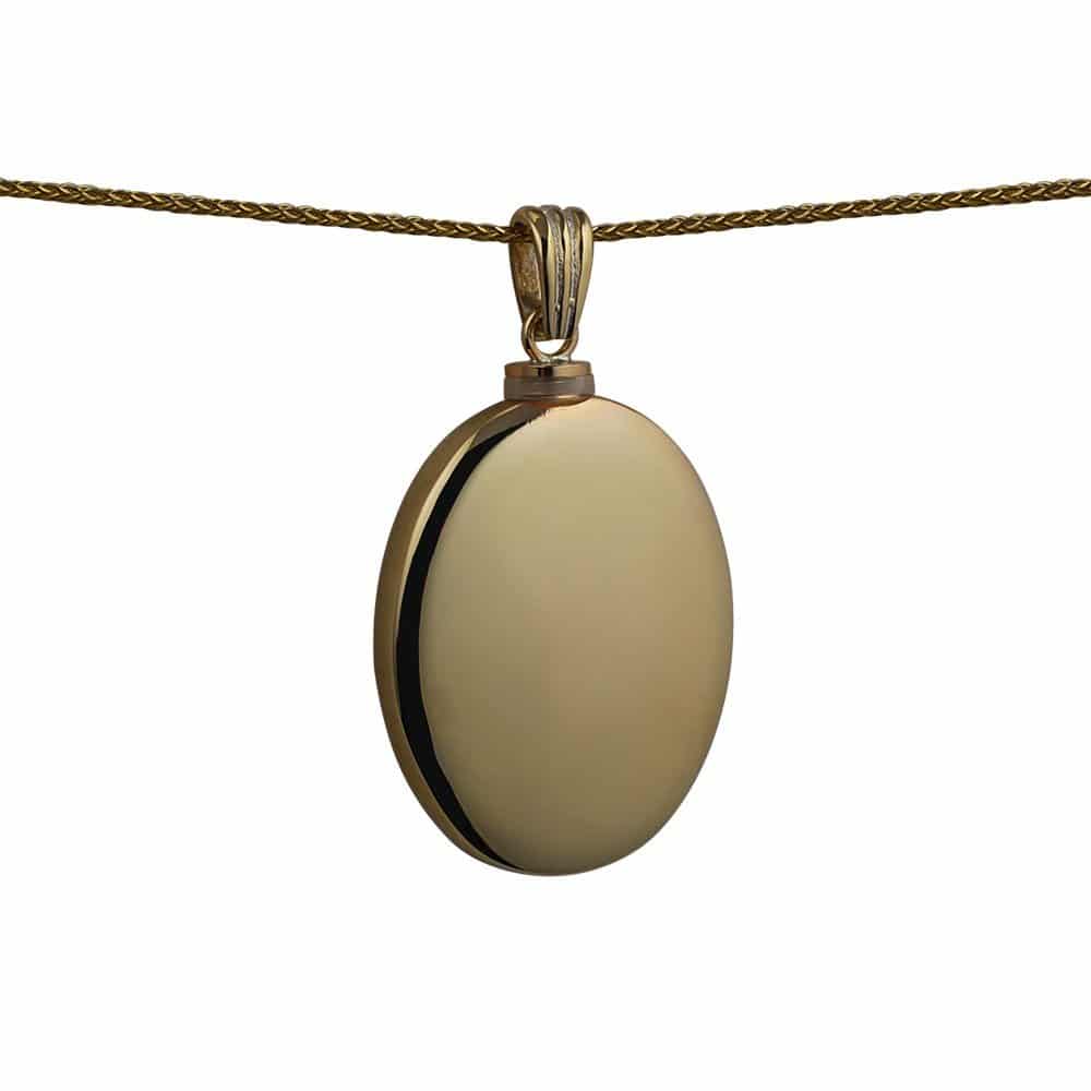 9ct Gold Handmade Plain Oval Memorial Locket. 35x26mm