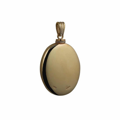 9ct Gold Handmade Plain Oval Memorial Locket. 35x26mm