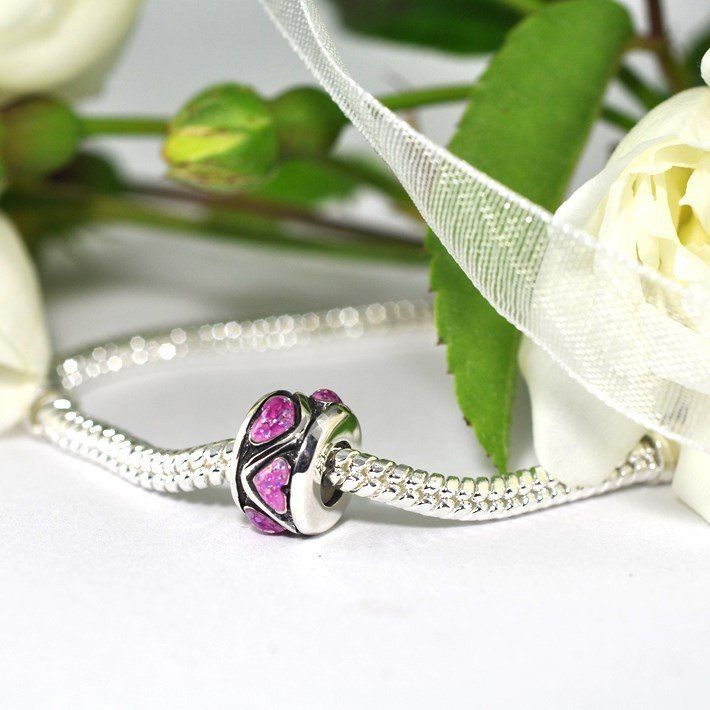 Sterling Silver Heart-Inlaid Stopper Charm