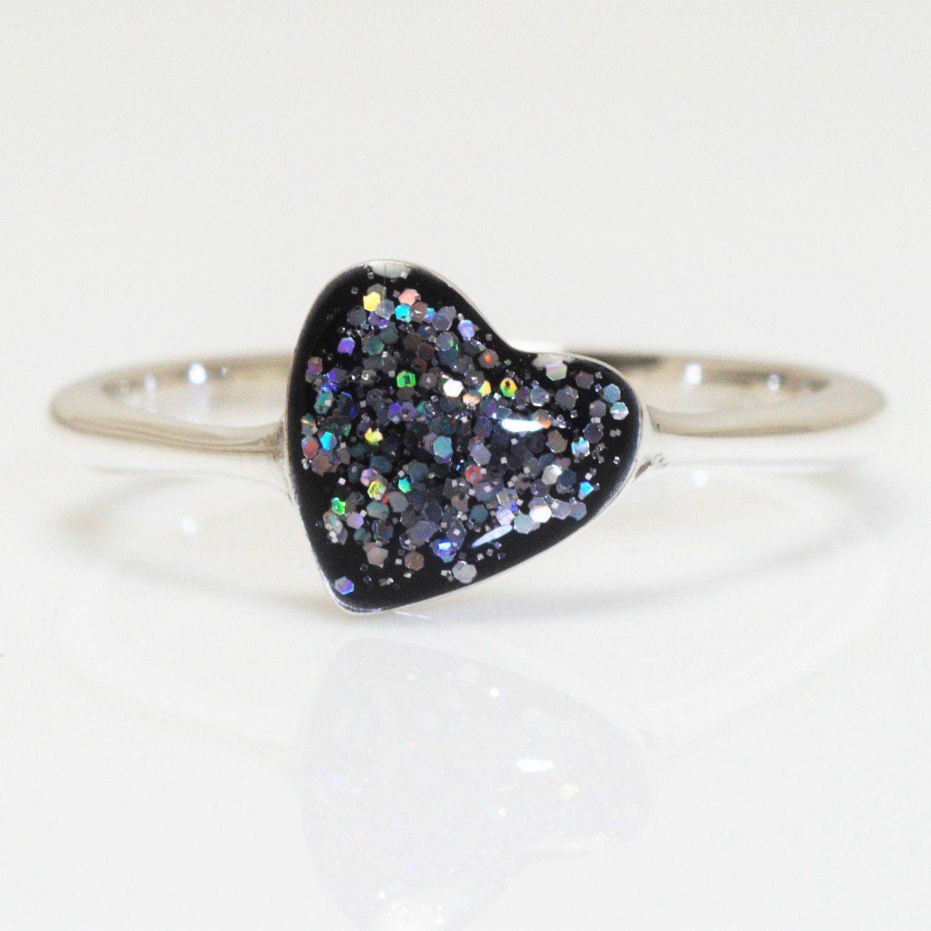 Eternity Crystallure Heart Ring, Black