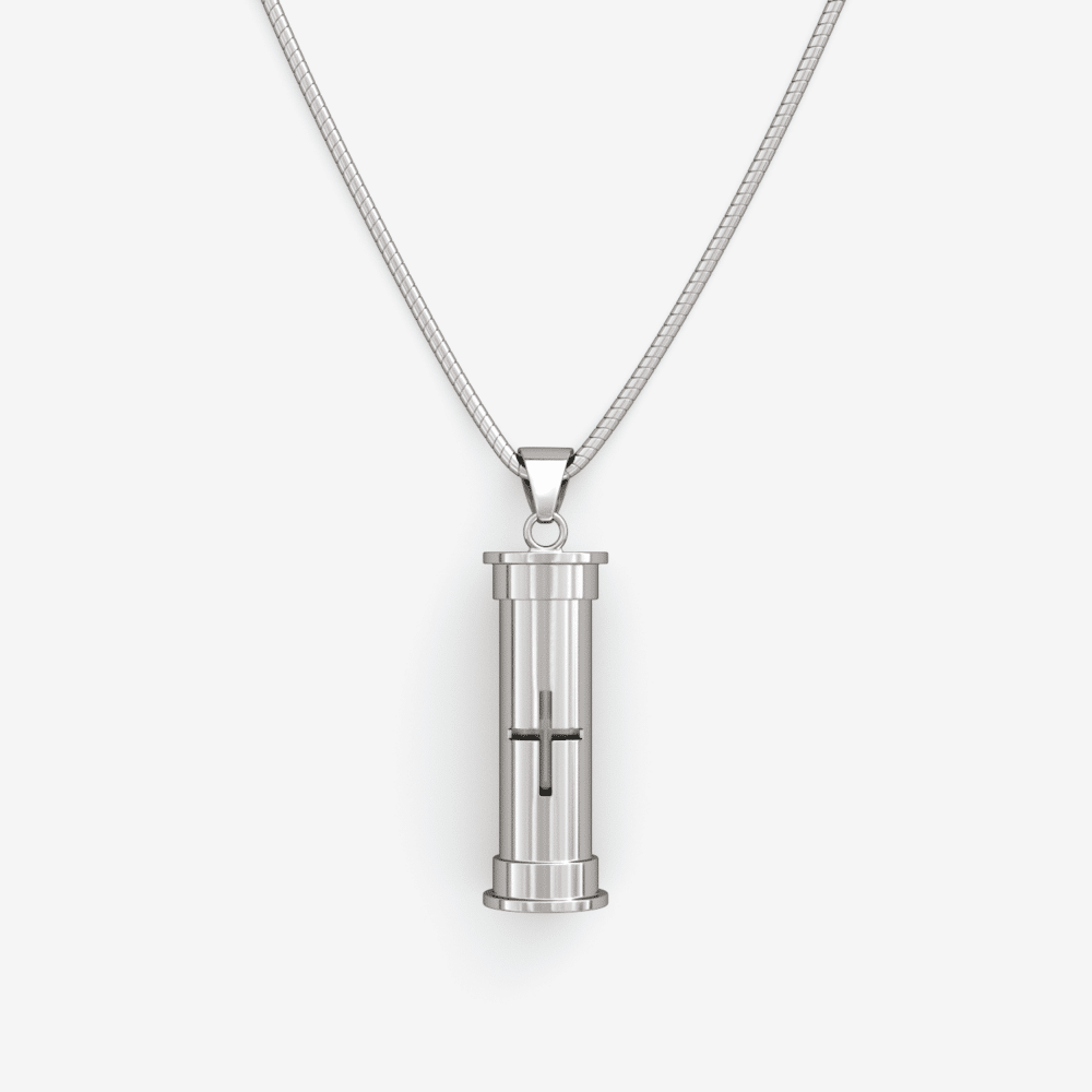 Silver Cross Memory Pendant Capsule