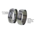 Titanium Ring With Twin Grooves, Flat Profile