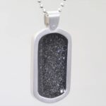 Crystallure Silver Dog Tag - Black