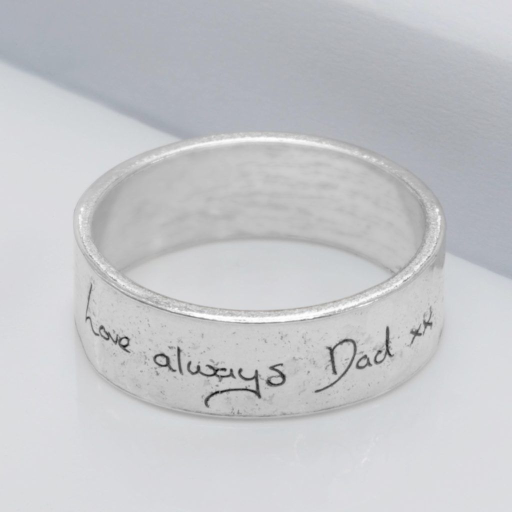 Handwriting memorial ring front view