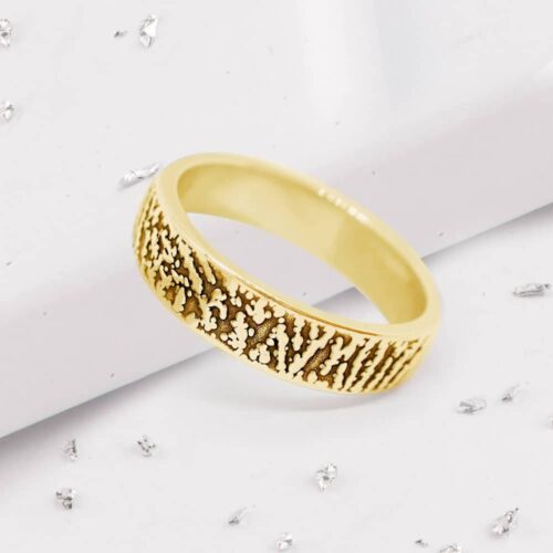 Gold Fingerprint Band Ring