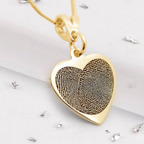 Gold Fingerprint Heart Pendant