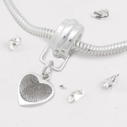 Silver Fingerprint Heart Charm