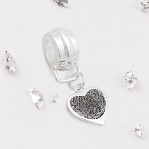 Silver Fingerprint Heart Charm