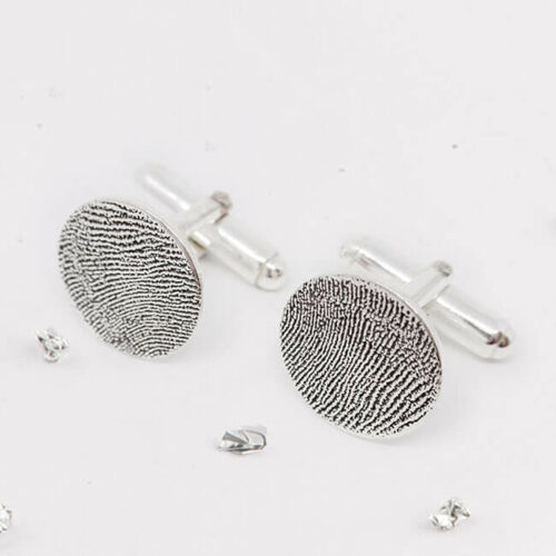 Silver Fingerprint Round Cufflinks