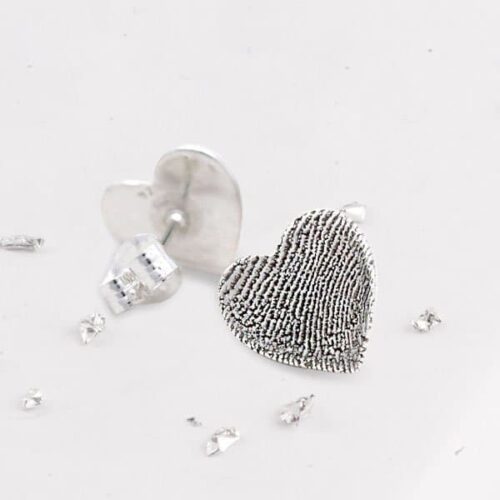 Fingerprint Heart Studs