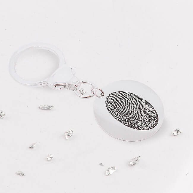 Silver Fingerprint Round Keyring
