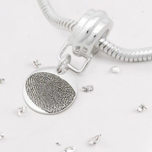 Silver Fingerprint Round Disc Charm