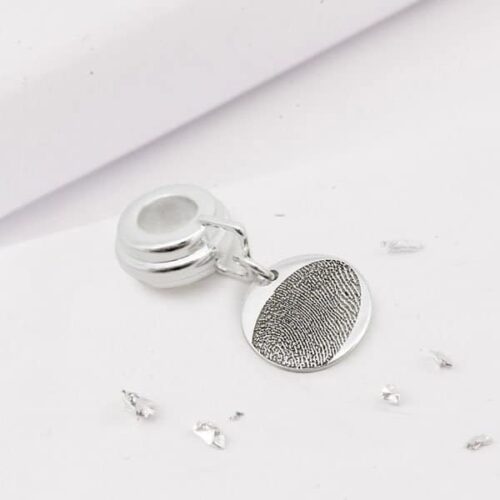 Silver Fingerprint Round Disc Charm