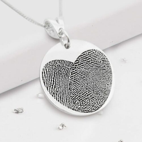 Fingerprint Round Heart Pendant