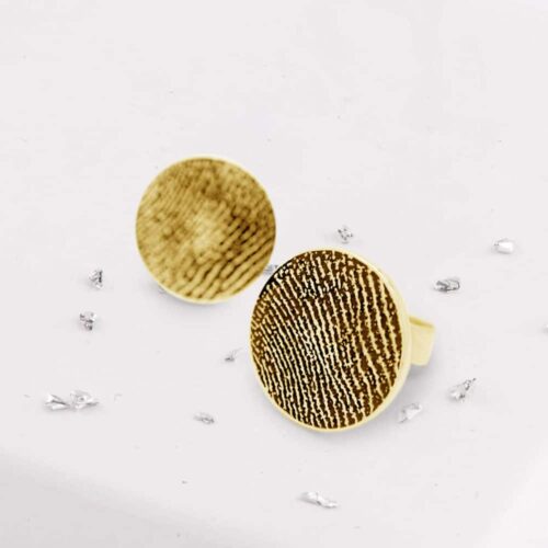 Gold Fingerprint Round Studs