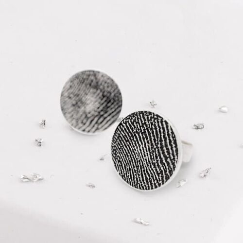 Silver Fingerprint Round Studs