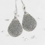 Silver Fingerprint Teardrop Earrings