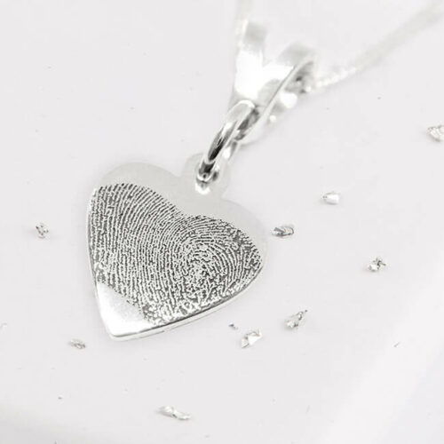Silver Fingerprint Small Heart Pendant